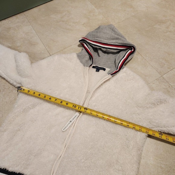 Tommy Hilfiger Womens L Large Spellout Fleece Sherpa High Deep Pile Teddy Jacket - Picture 7 of 10